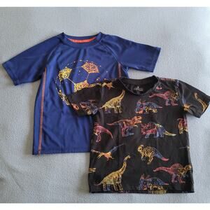 CAT&JACK Blue Soccer ball & HOLLYWOOD Dinosaur print Boys T-Shirts (2)--Sz 4/5